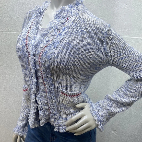Anthropologie Angel Of The North Elliott Fringe Cardigan Sweater size medium - Picture 3 of 13